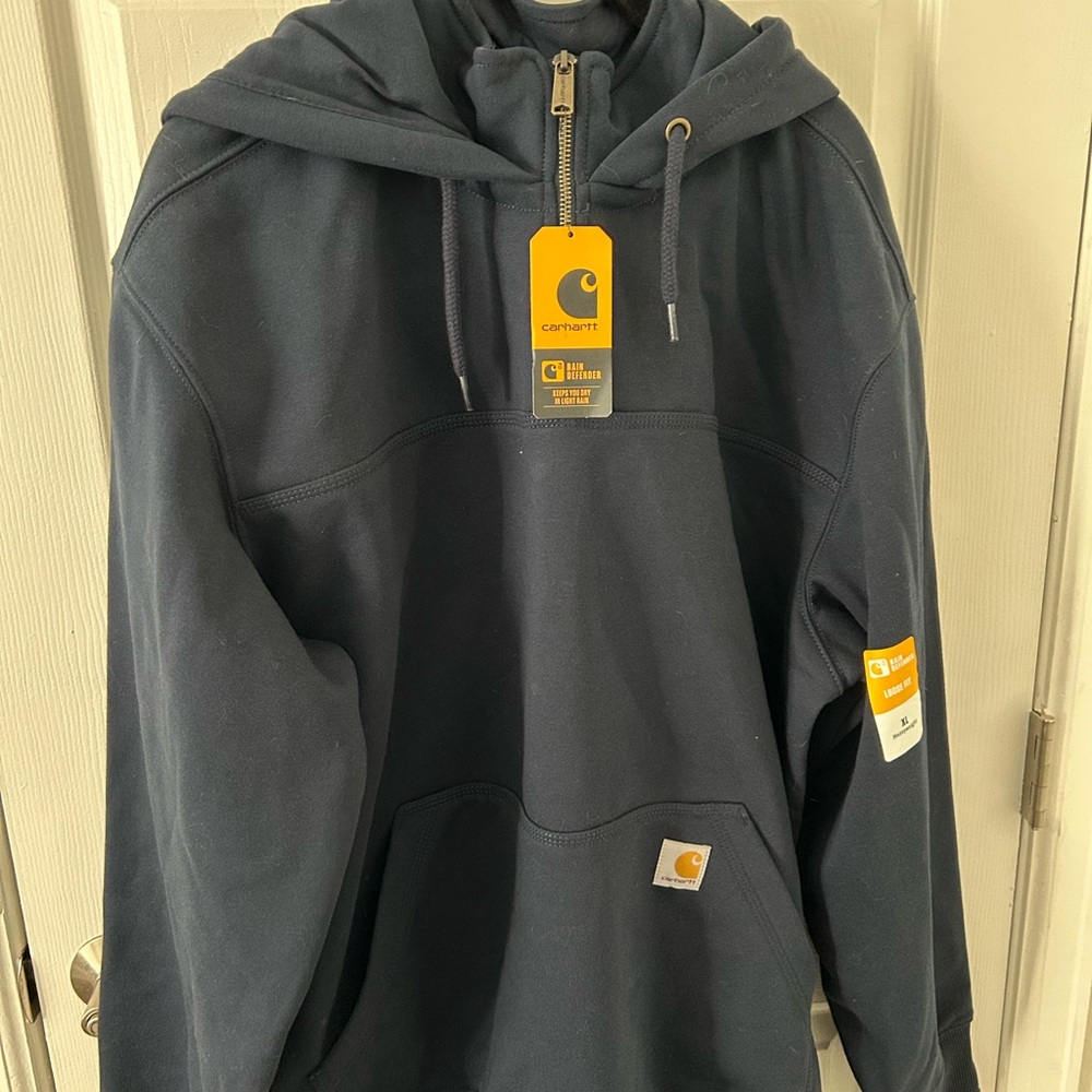 Carhartt Rain Defender Loose Fit Heavyweight Quarter-Zip Navy Blue Hoodie